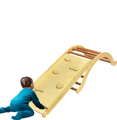 Costway 3-in-1 Kids Wooden Arch Triangle Rocker Climber Set w/ Ramp & Mat 21943658 New