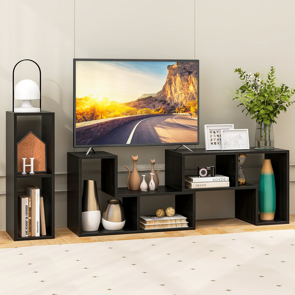 3 Pieces Adjustable TV Stand for TVs up to 65 Inch with Shelves-Mixed Black - Gallery View 1 of 10