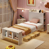 Twin size bed frame with storage headboard, USB ports, and adjustable LED lights, perfect for modern bedrooms.