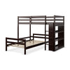 Twin over twin loft bunk bed in dark brown, featuring a sturdy wooden structure and protective guardrail for enhanced.