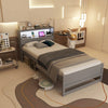 Twin Size Bed Frame with Storage Headboard and Charging Station-Gray - Gallery View 1 of 10