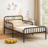 Twin Size Bed Frame with Headboard and Safety Side Guardrails-Black - Gallery View 1 of 11