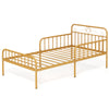 Twin size bed frame in gold with sturdy metal construction, featuring safety side guardrails and elegant design for any.