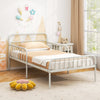 Twin Size Bed Frame with Headboard and Safety Side Guardrails-White - Gallery View 1 of 11