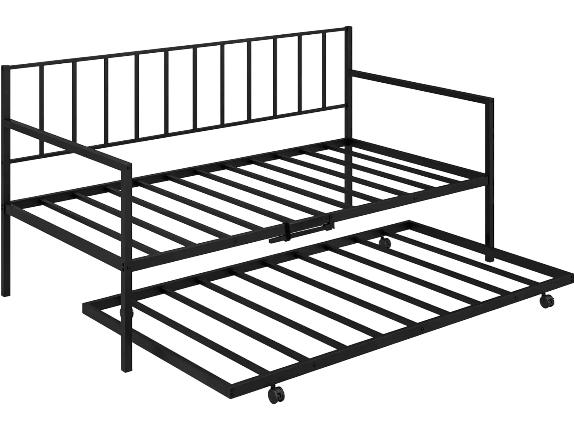 Costway Twin Daybed w/ Roll-Out Trundle Metal Slat Support 73529486 New