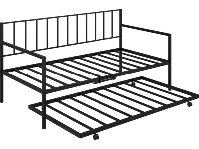 Costway Twin Daybed w/ Roll-Out Trundle Metal Slat Support 73529486 New
