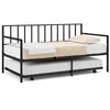 Twin size daybed and trundle frame in black with easy-pull trundle, ideal for living room or guest room use.