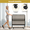 Twin size folding bed with memory foam mattress, featuring 4 universal casters for smooth mobility and easy storage.
