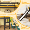 Twin size low sturdy loft bed in dark brown with slide, double guardrails, and wide ladder for children's safety and.