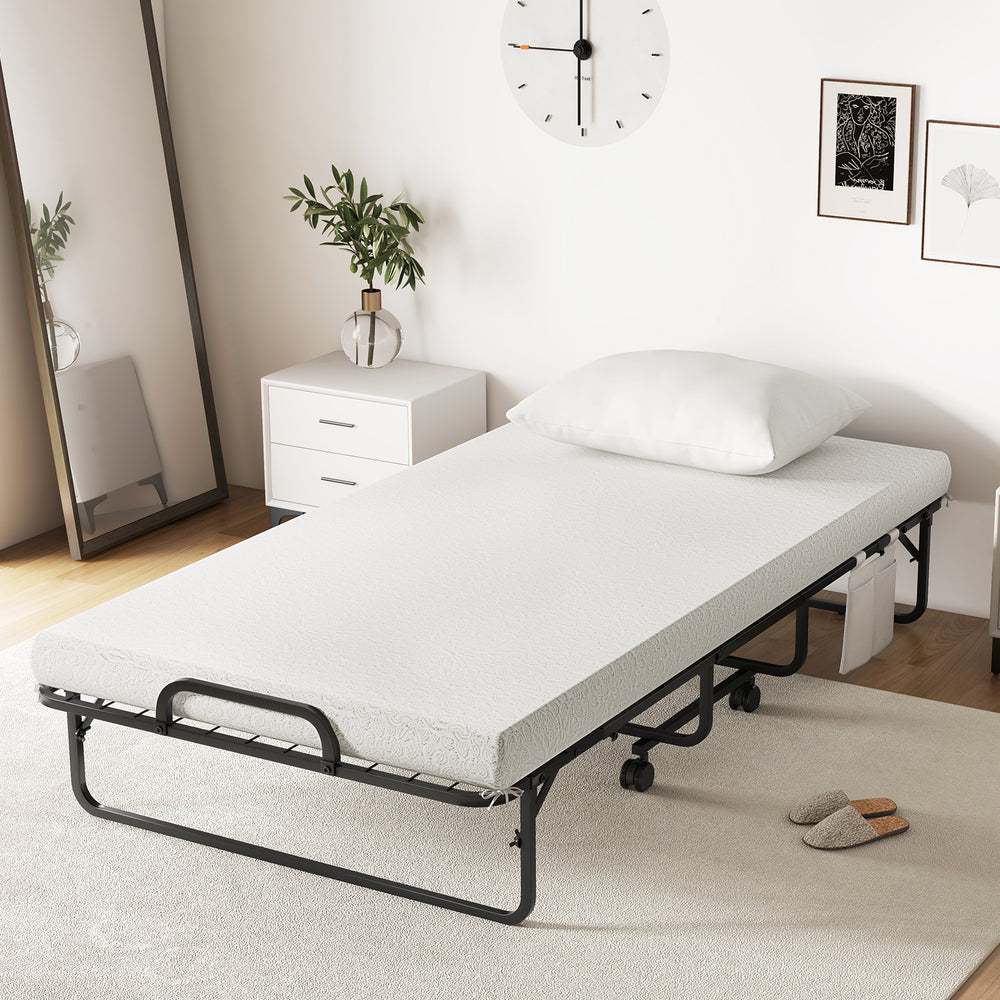 Twin Size Rollaway Guest Folding Bed with Pillow and Cover - Gallery View 1 of 9