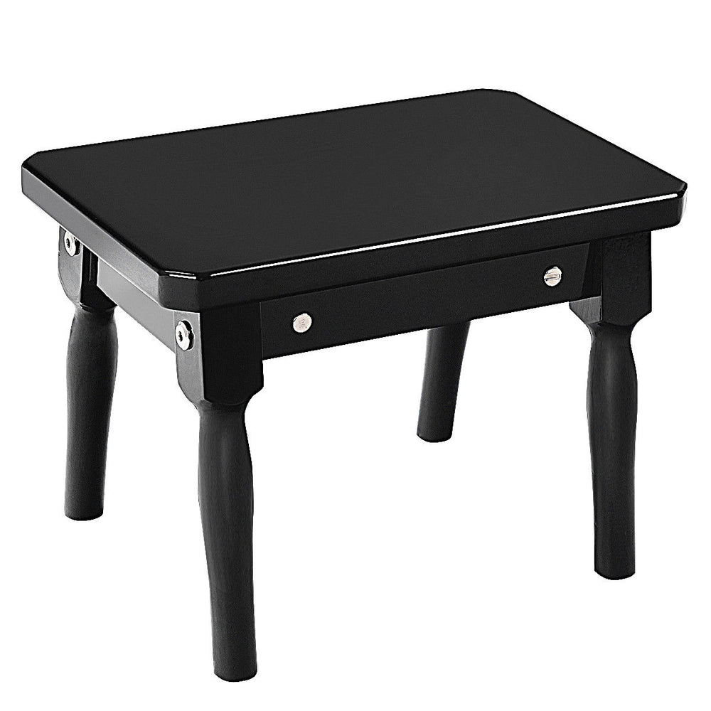 Mini grand piano in black wood finish with matching bench, featuring 30 keys, designed for children aged 1 to 7.