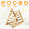 Wooden triangle climber for toddlers, made of pine, ASTM certified, promotes muscle development and motor skills.