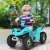Kids electric ATV ride-on toy in blue, featuring a comfortable seat and wear-resistant wheels for outdoor fun.