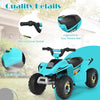 Blue 6V kids electric ATV with ergonomic seat, manual control handle, and anti-slip footrest for safe indoor and.
