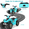 Kids electric ATV in blue with forward/reverse switch and comfortable seat, perfect for indoor and outdoor fun.