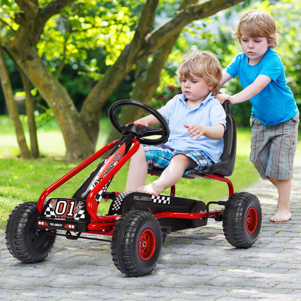 4 Wheel Pedal Powered Ride On with Adjustable Seat-Red - Gallery View 1 of 13