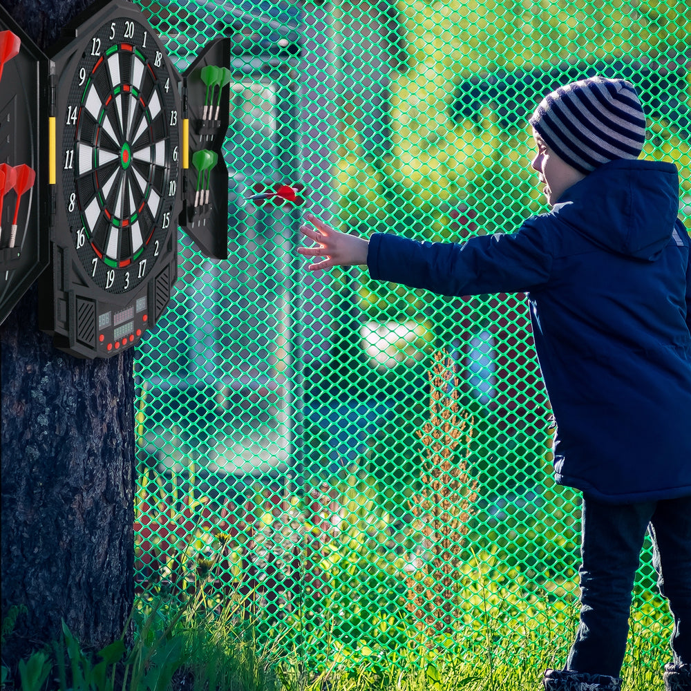 Professional electronic dartboard set with LCD display, featuring 12 soft tip darts, perfect for game rooms and family.
