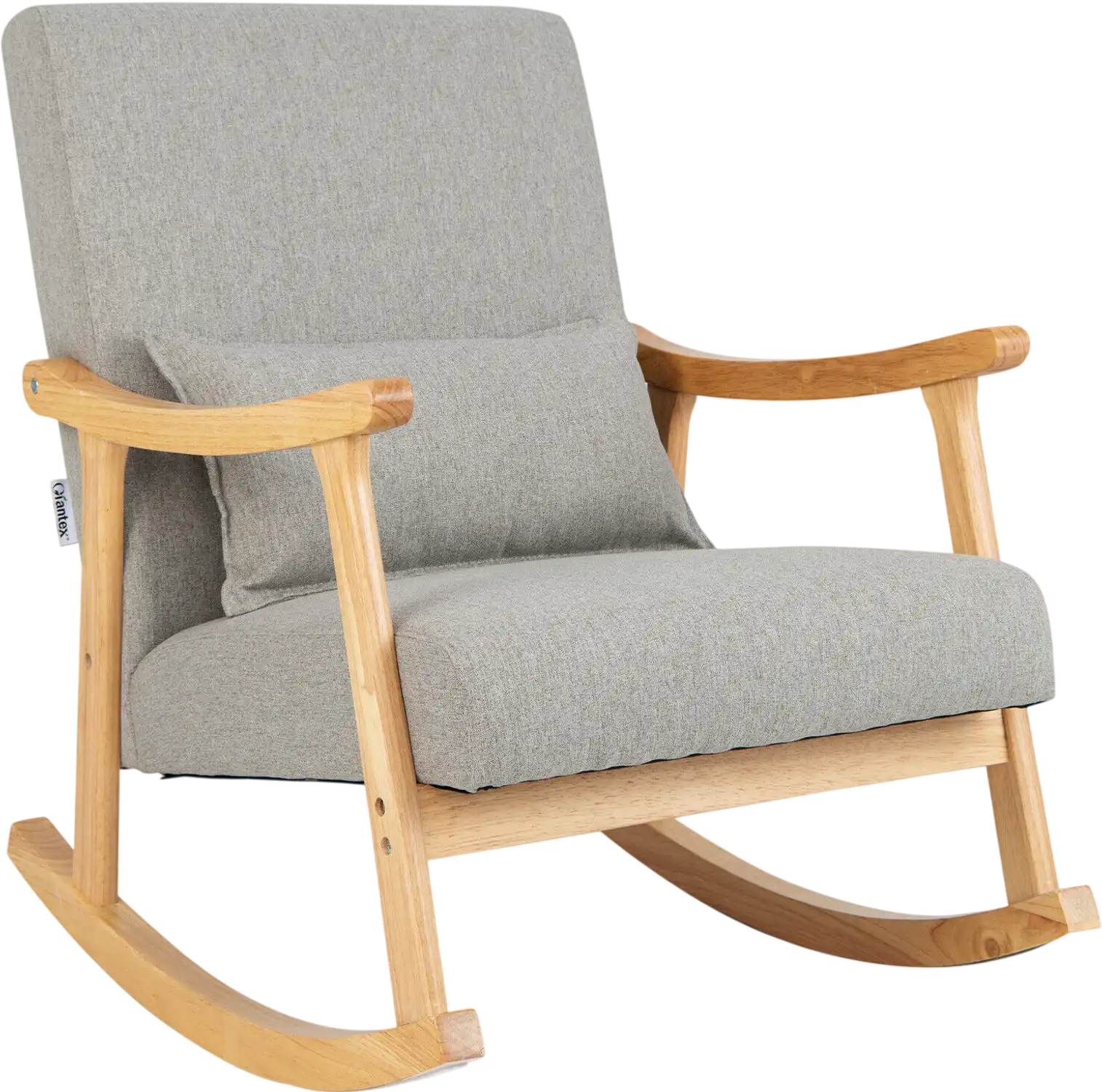 Costway Upholstered Rocking Accent Chair w/ Pillow Rubber Wood Frame 67138249 New