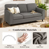 Gray upholstered teddy velvet 3-seat sofa with comfy back pillows, featuring ergonomic design and spacious seating for.