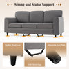 Gray upholstered teddy velvet 3-seat sofa with ergonomic backrests, rubber wood and metal legs, ideal for living rooms.