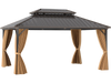 Hardtop gazebo with aluminum frame, 16x12FT, featuring curtains and netting for outdoor shade and ventilation.