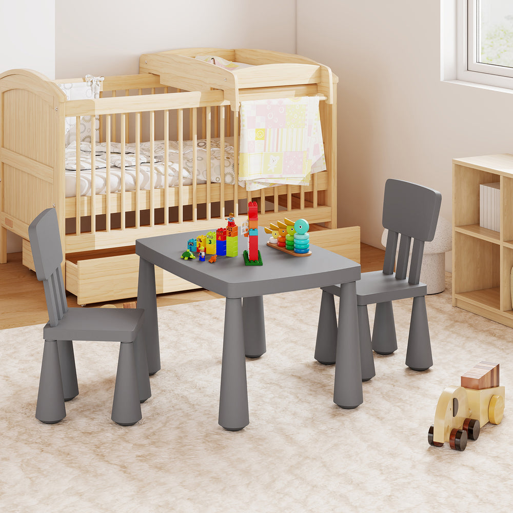 3 Pieces Multifunction Activity Kids Play Table and Chair Set-Gray - Gallery View 1 of 12
