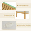 Natural bamboo fabric dresser with 6 drawers, elevated legs, and anti-fall barriers for safe storage in bedroom or.