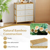 Natural bamboo dresser with 6 fabric drawers and slatted top, perfect for bedroom storage and stylish decor.