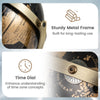 9-inch metallic black world globe with sturdy metal frame and time dial for educational use and home decor.