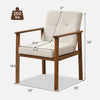 Cozy linen armchair with ergonomic support, wooden frame, and dimensions for modern living room comfort and style.