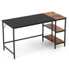 Industrial-style writing desk with black top and rustic wood shelves, perfect for home office or bedroom storage.