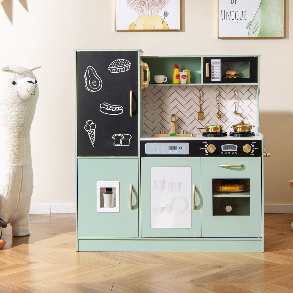Pretend Play Kitchen with Utensils for Kids Aged 3+-Green - Gallery View 1 of 11