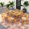 7-piece acacia wood patio dining set with cushioned chairs, featuring a 1.97-inch umbrella hole, ideal for outdoor.