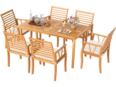 Costway 7-Piece Acacia Wood Patio Dining Set w/ 1.97