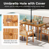 Acacia wood outdoor table with 1.97-inch umbrella hole, perfect for patio gatherings and enhancing outdoor comfort.