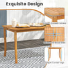 Acacia wood outdoor table showcasing smooth curved corners and reinforced slats, perfect for patio gatherings.