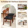 Set of 2 dining chairs with rubber wood legs and black faux leather seats, ideal for restaurant, kitchen, or study use.