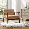 Rubber Wood Frame Accent Chair with Armrest for Living Room-Beige - Gallery View 1 of 9