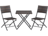 3 Piece Rattan Bistro Set Outdoor Folding Dining Table and Chairs with Wicker Seat