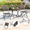 3-piece outdoor bistro set featuring folding table and chairs with mixed brown PE rattan for space-saving dining.