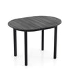 Round 43-inch wooden dining table with black rubber wood legs, ideal for 2-4 people, perfect for small spaces.