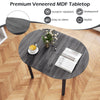 Round 43-inch wooden dining table with black veneer, rubber wood legs, ideal for 2-4 people, stylish and easy to clean.