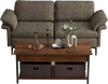 Modern Fabric Sofa and Accent Chair with 2 Side Table for Living Room