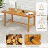 Rectangular acacia wood table from a 3-piece patio dining set, featuring a smooth surface and sturdy construction for.