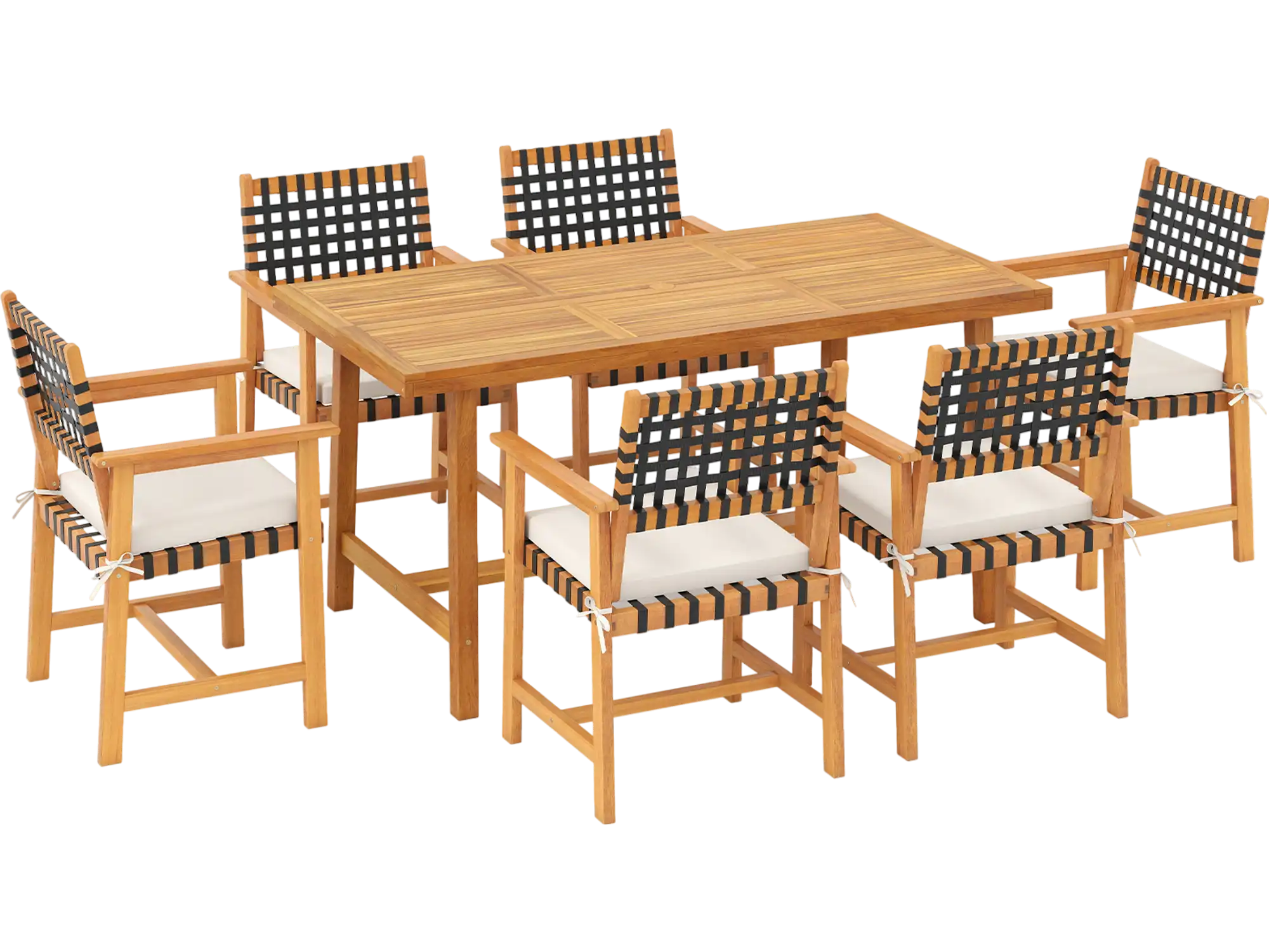 Costway 7-Piece Patio Dining Set for 6 Farmhouse 66209256 New