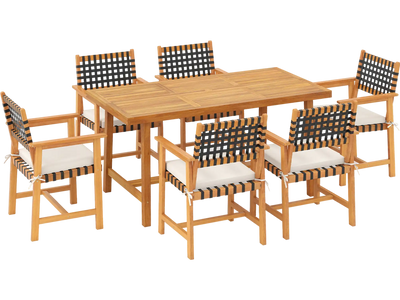 Costway 7-Piece Patio Dining Set for 6 Farmhouse 66209256 New