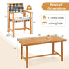 7-piece patio dining set featuring a rectangular table and 6 acacia wood armchairs, perfect for outdoor gatherings.