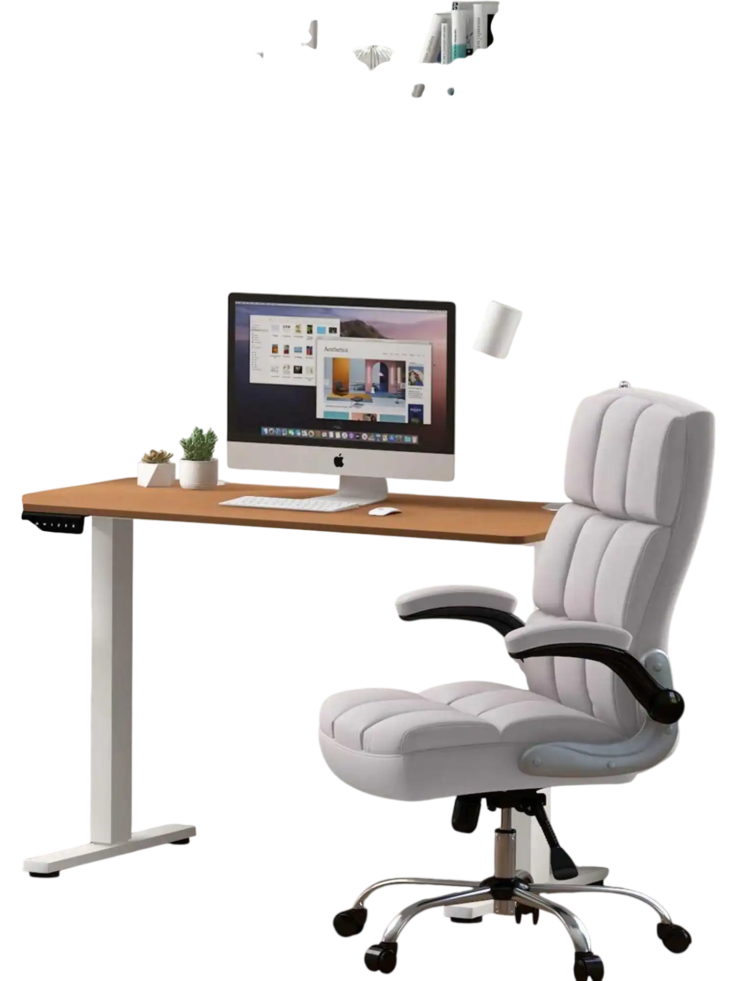 Costway Compact Standing Desk Executive Chair Set Memory Heights 18686209 New