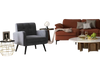 Accent Chair + Side Table + L-Shaped Sectional Sofa /3-Piece Modern Living Room Furniture Set/