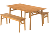 3 Pieces Patio Dining Set Acacia Wood Outdoor Rectangular Picnic Table and 2 Benches